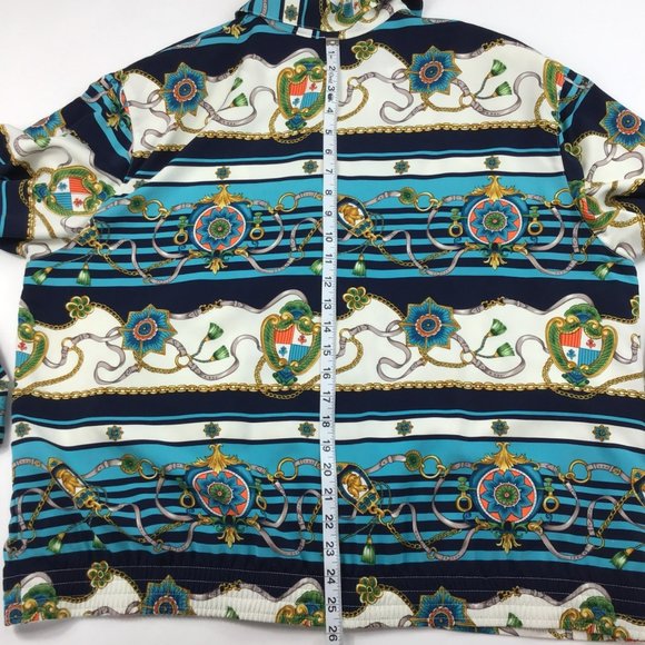 vintage womens jacket Alfred Dunner 16W nautical chain print bomber full zip 90s - Picture 14 of 16